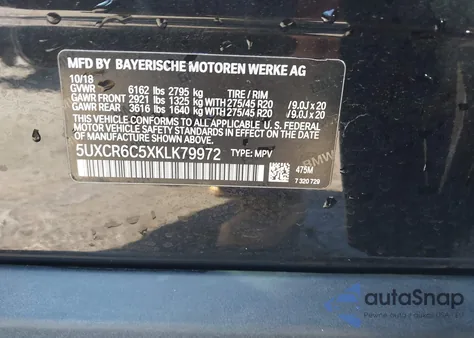 2019 BMW X5 xDrive40I z USA, uszkodzony, nr VIN 5UXCR6C5XKLK79972